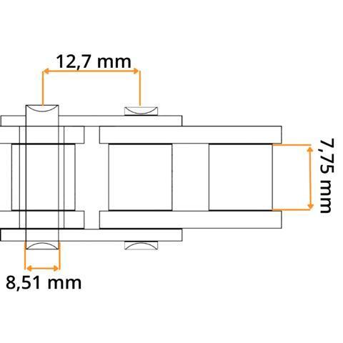 Gekröpftes Glied 08 B-1 Edelstahl mit Splint JWIS