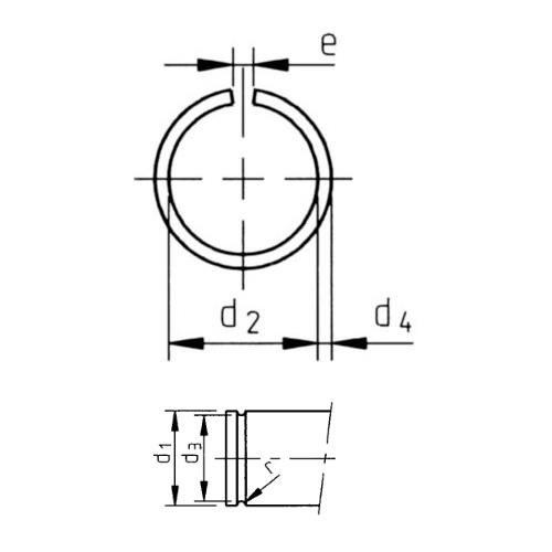 22 mm Runddraht Sprengring für Wellen Form A DIN 7993