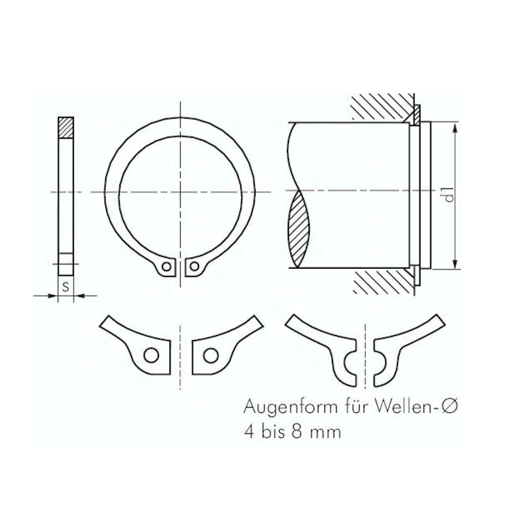 105 mm DIN 471 Sicherungsring für Wellen 